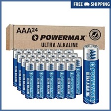 AAA Alkaline Batteries 24 Pack Powermax Battery 10 Year Shelf Life Long Lasting 0.42 per gallon