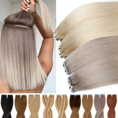 RICH-CHOICES Invisible Tape In Russian Remy Human Hair Extensions Skin Weft 150G Full Head UK