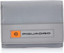 PIQUADRO Portafoglio uomo, porta monete,tessuto eco e pelle, Grigio