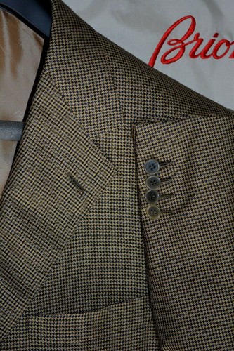 $5475 MINT Brioni Silk Wool Gold Houndstooth Jacket Blazer 44L Italy Handmade - 第 1/12 張圖片