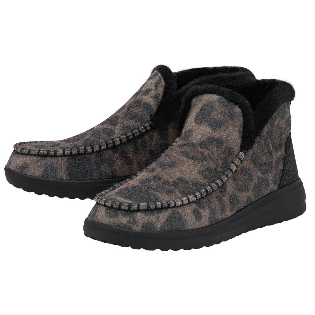  Hey Dude Denny Heavy Canvas Black/Black Size 5, Women's Boots, Women's Pull on Boots, Comfortable & Light-Weight