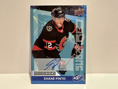2021-22 Upper Deck Ice Shane Pinto Sub Zero Blue Rookie Auto RC #SZ-32 Senators!