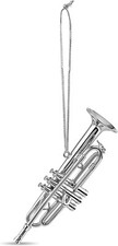 Realistic SILVER TRUMPET Musical Instrument Christmas Ornament by Broadway Gifts