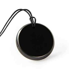 Karelian Heritage Big Round Thick Shungite Pendant  Minimalistic Natural Bla...