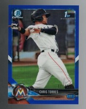 Chris Torres 2018 Bowman chrome marlins blue refractor  RC 117/150