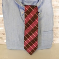 Ribbed Tie Mens Pink Brown Cross Striped Necktie Suit BRICK HOUSE Tokyo Shirts