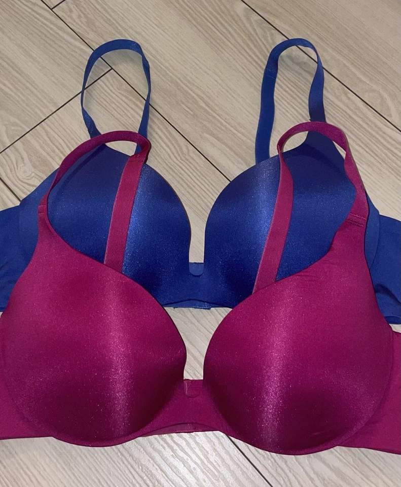 2 Wacoal 108003 Europe Intuition Push Up Bras Padded UW Womens 36B Pink Blue - Image 3 of 4