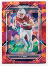 T.J. WATT 2023 PANINI PRIZM DRAFT PICKS RED CRACKED ICE #90 PITTSBURGH STEELERS