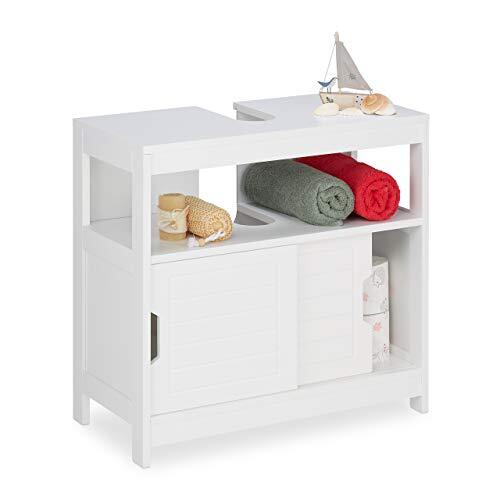 Relaxdays Mobile Sottolavabo per Bagno, HxLxP: 60,5x60x30cm, 2 Scomparti (X3X)