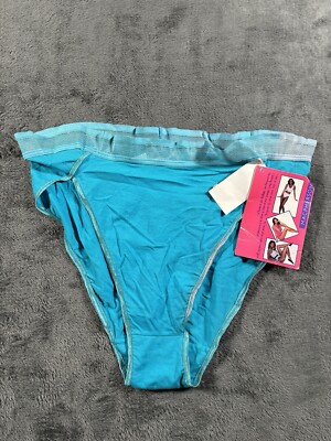 VINTAGE Elle Macpherson Panties Large 90s High Rise Lace Band Blue Sexy NOS
