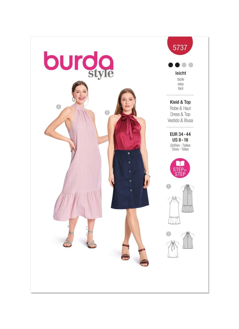 Burda Easy SEWING PATTERN 5737 Misses' Dress & Top Sizes 8,10,12,14,16,18