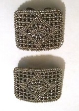 Vintage French Beaded Shoe Decor - clip-on, hand-made, sparkling silver, Rare.