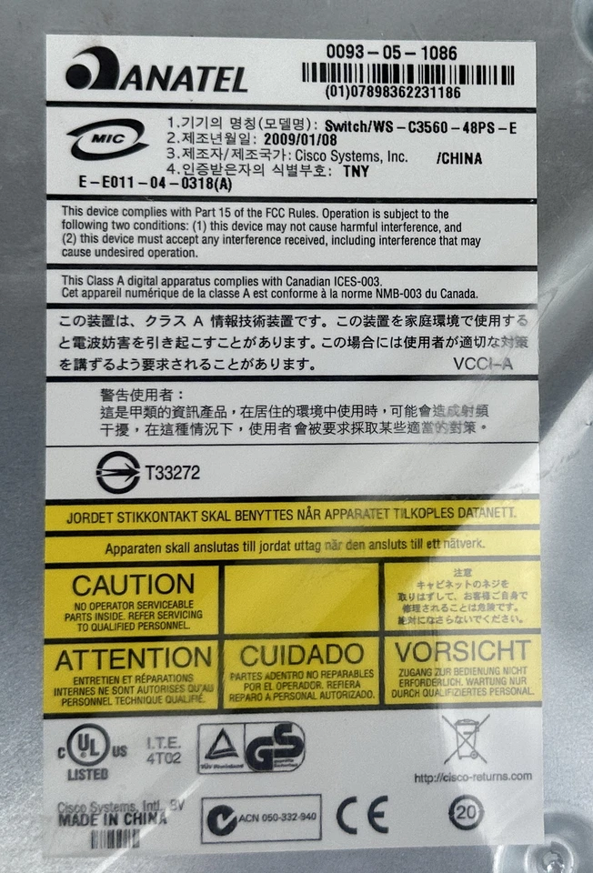 Cisco WS-C3560-48PS-E Catalyst 48-Port 100MB POE 4-Port 1GB SFP Ethernet Switch - Image 2 of 4