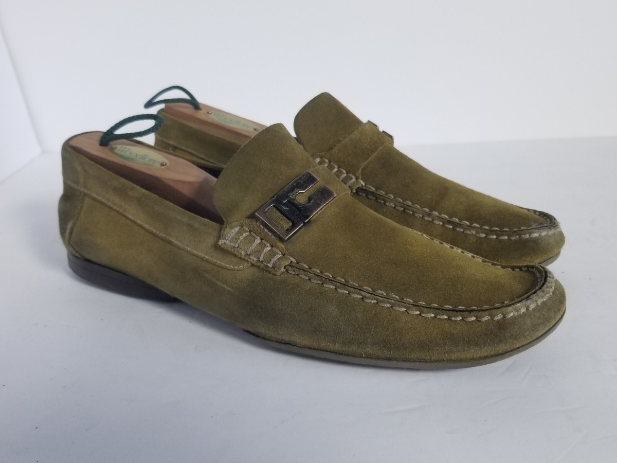 Bruno Magli Loafers Mens Size 9 Green Suede Shoes Slip Made 