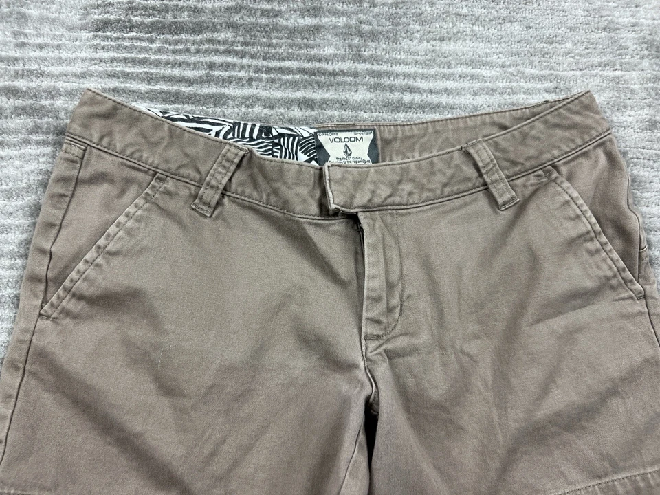 Volcom Shorts Juniors 3 Brown Chino Slash Pocket Casual - Image 2 of 4