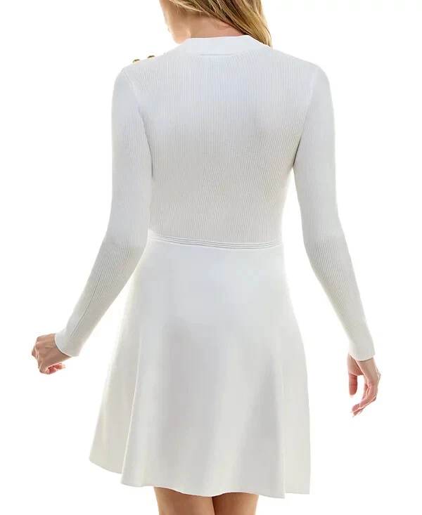 OFF WHITE Abito BCX Junior finto scollo bottoni spalla aderente e svasato bianco sporco taglia S