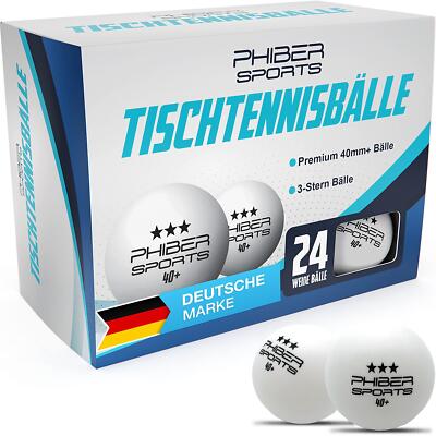PHIBER-SPORTS Premium Tischtennisbälle - 3 Stern 40+ [24 Stück]   Perfekte Spiel