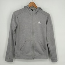 Adidas Hoodie Womens Small Heather Gray Climawarm Full Zip Training Sweatshirt