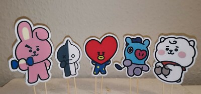 BT 21  5x Torten Topper 2D je 8-10cm Tortendekor Zuckerfigur   Fondant