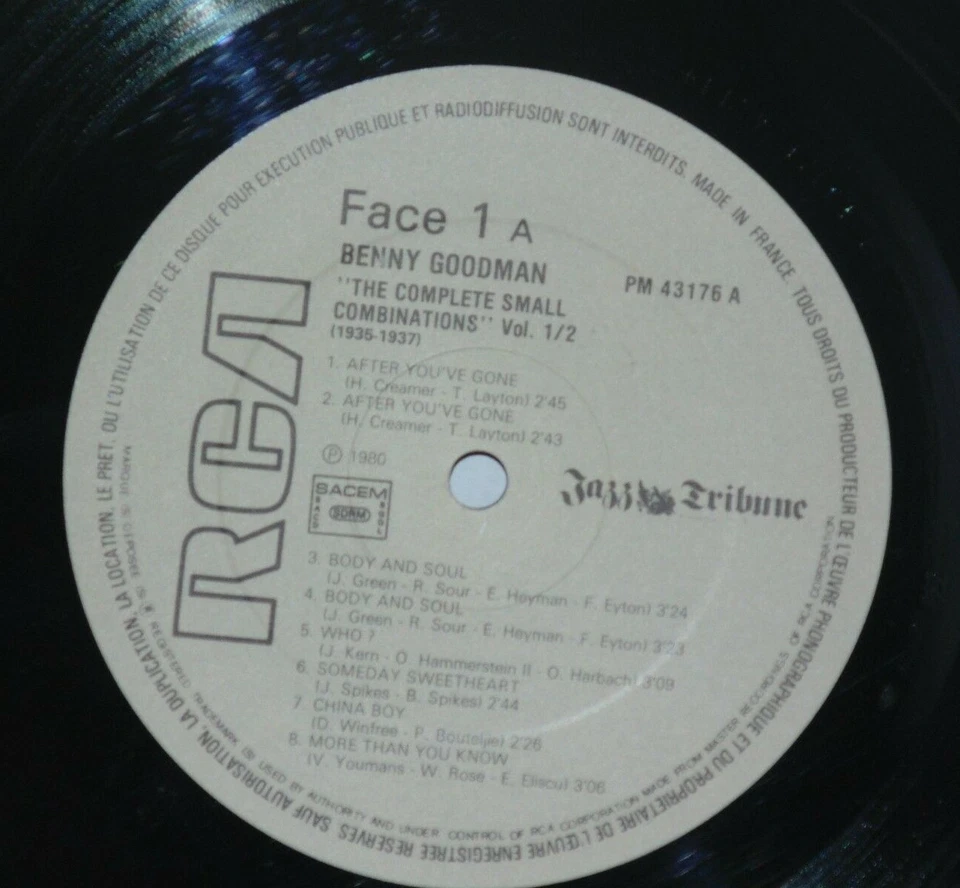 BENNY GOODMAN Complete Small Combinations 1935-37 LP France Jazz Big Band Vinyl  - Image 2 of 4