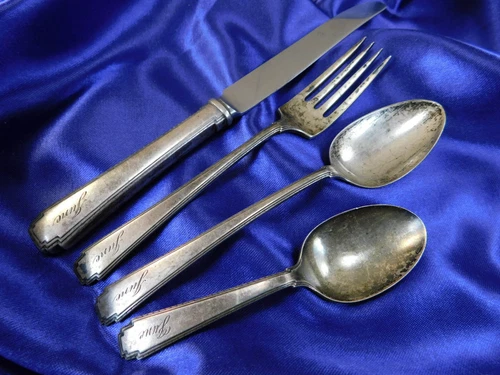 WALLACE RHYTHM STERLING SILVER YOUTH SET & BABY SPOON - GOOD CONDITION MTS