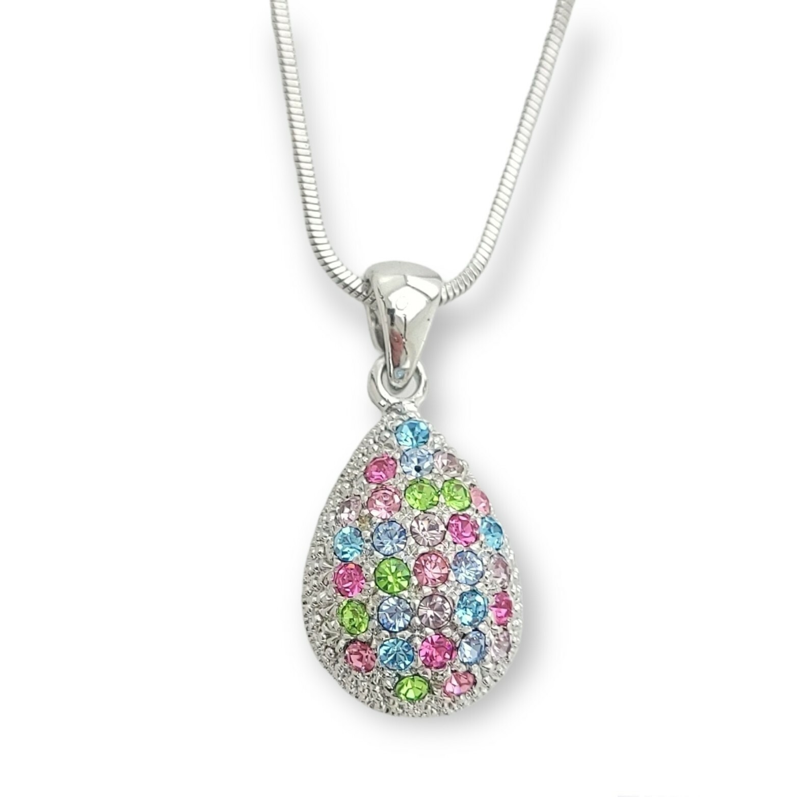 Swarovski Crystal Multi-Color 3D Teardrop Love Pendant Necklace Gift