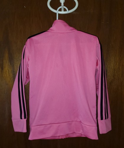 Adidas Pink Black Full Zip Jacket Sz 4 - Picture 3 of 3