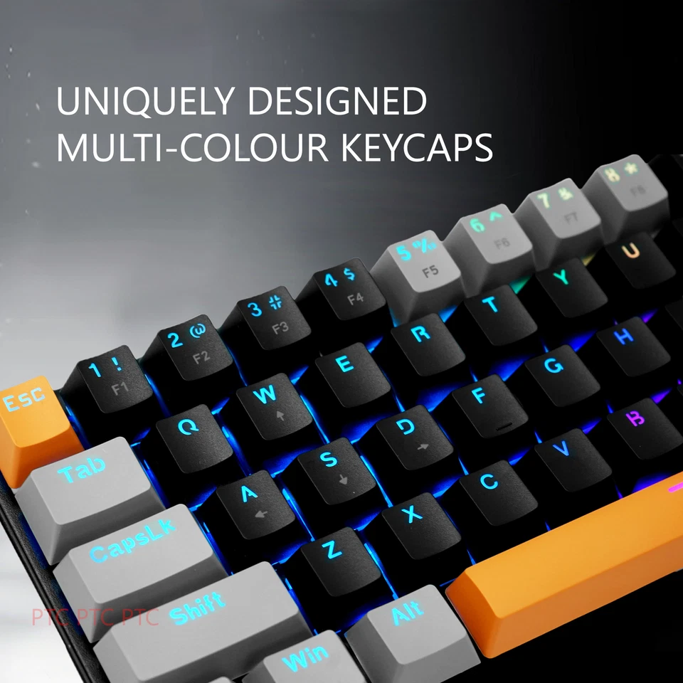 60% Compact Wired True Mechanical Gaming Keyboard 61 Keys RGB Backlit For PC PS4 - image 2 of 4