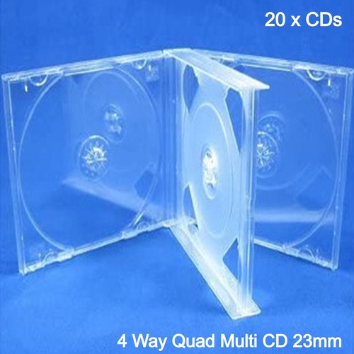4 Way Quad Multi CD Jewel Case 23mm with Clear Tray holds Four Discs 25mm LOT - Picture 56 of 85