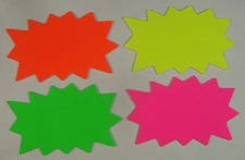 100 Sign Cards 4- Fluorescent 13 Point 3" x 5" Solar Burst Color Retail Supplies