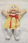1984 Cabbage Patch Doll  Blonde Hair/Blue Eyes Green Signature w/Dress & Jeans