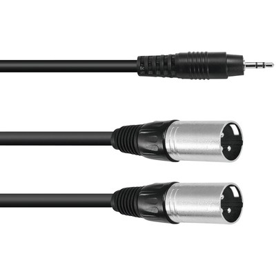 Omnitronic 30225158 XLR Adapterkabel [1x Klinkenstecker 3.5 mm - 2x XLR-Steck...