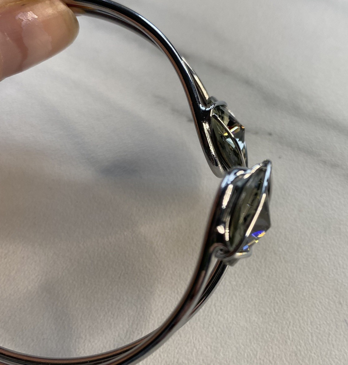 Solid Bracelet Cuff Made With Swarovski Crystal S… - image 9