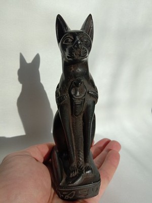 Vintage figurine statue of Bast, ancient Egyptian goddess