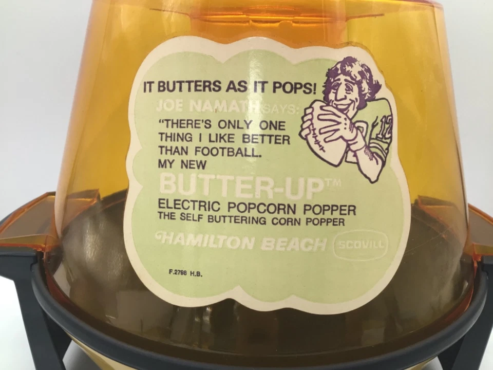 HAMILTON BEACH Butter Up Popcorn Popper Joe Namath 1974 Vintage Electric Manual - Image 3 of 4