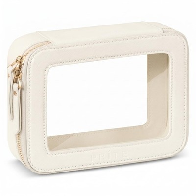Prite Clear Makeup Bag Cosmetic Organizer Case Standard - Single Layer, Beige