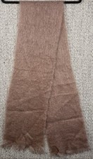 Vintage 60s 70s Highlands Mohair Wool Scarf Scotland Brown Fuzzy Fringe
