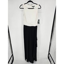 Lauren Ralph Lauren Evening Womens Sz 8 Maxi Dress Black White Formal NEW
