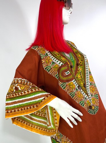 1970s vintage cotton kaftan / smock dress / 60s / Festival / Hippie / wizard slv - Picture 6 of 9