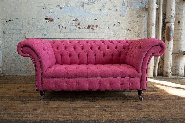 Edle Designer Couch 2 Sitzer Chesterfield Couchen Sofas Samt Stoff Textil Sofa-image