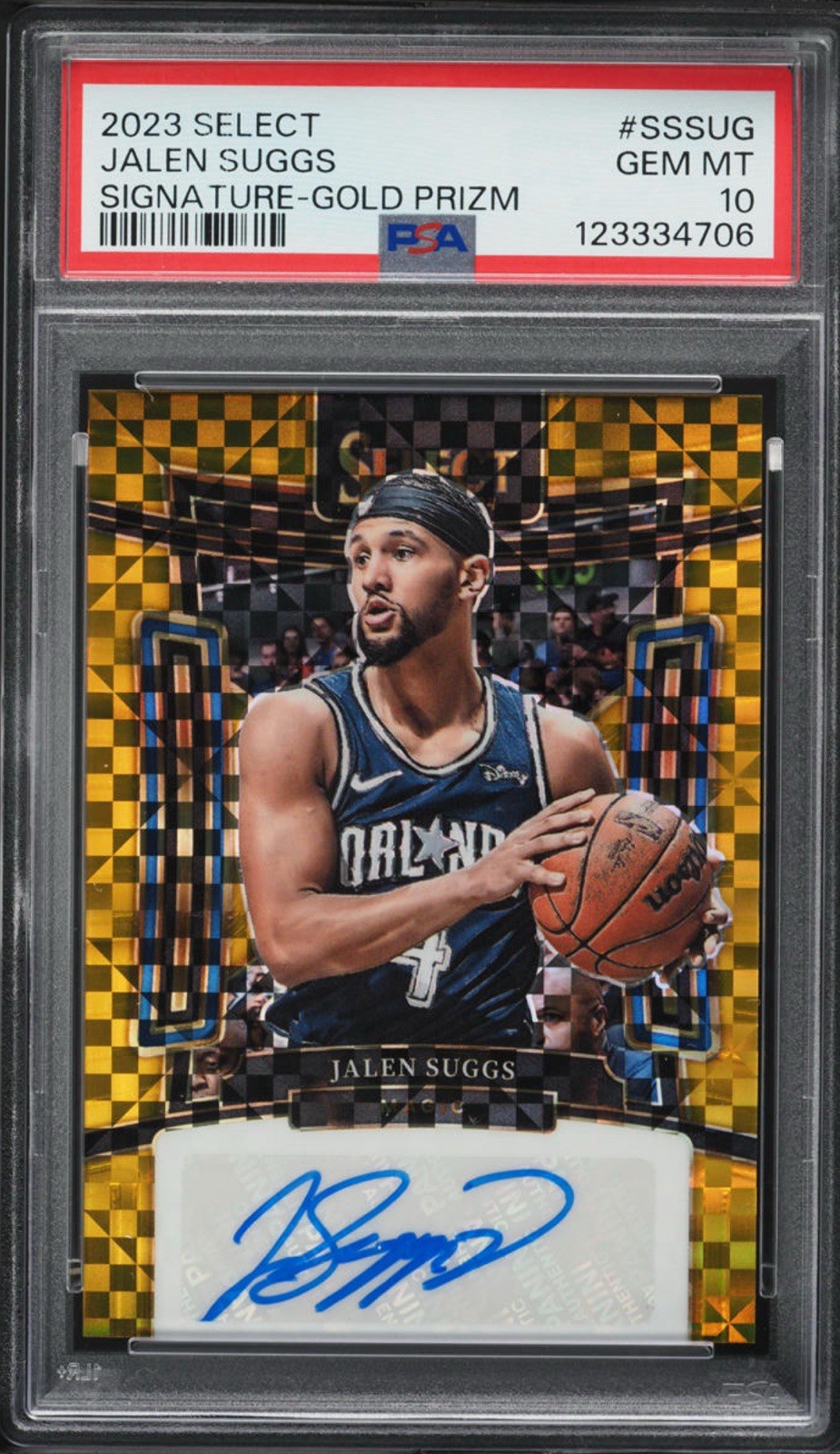 2023 Select Gold Prizm Jalen Suggs AUTO 3/10 #SS-SUG PSA 10 GEM MINT POP 1