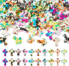 100Pcs Dyed Turquoise Cross Beads Bulk Mixed Color Synthetic Stone Crucifix Bead