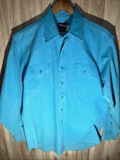 VTG Wrangler Brushpopper Shirt Mens 16-34 Western X Long Tails Light Blue
