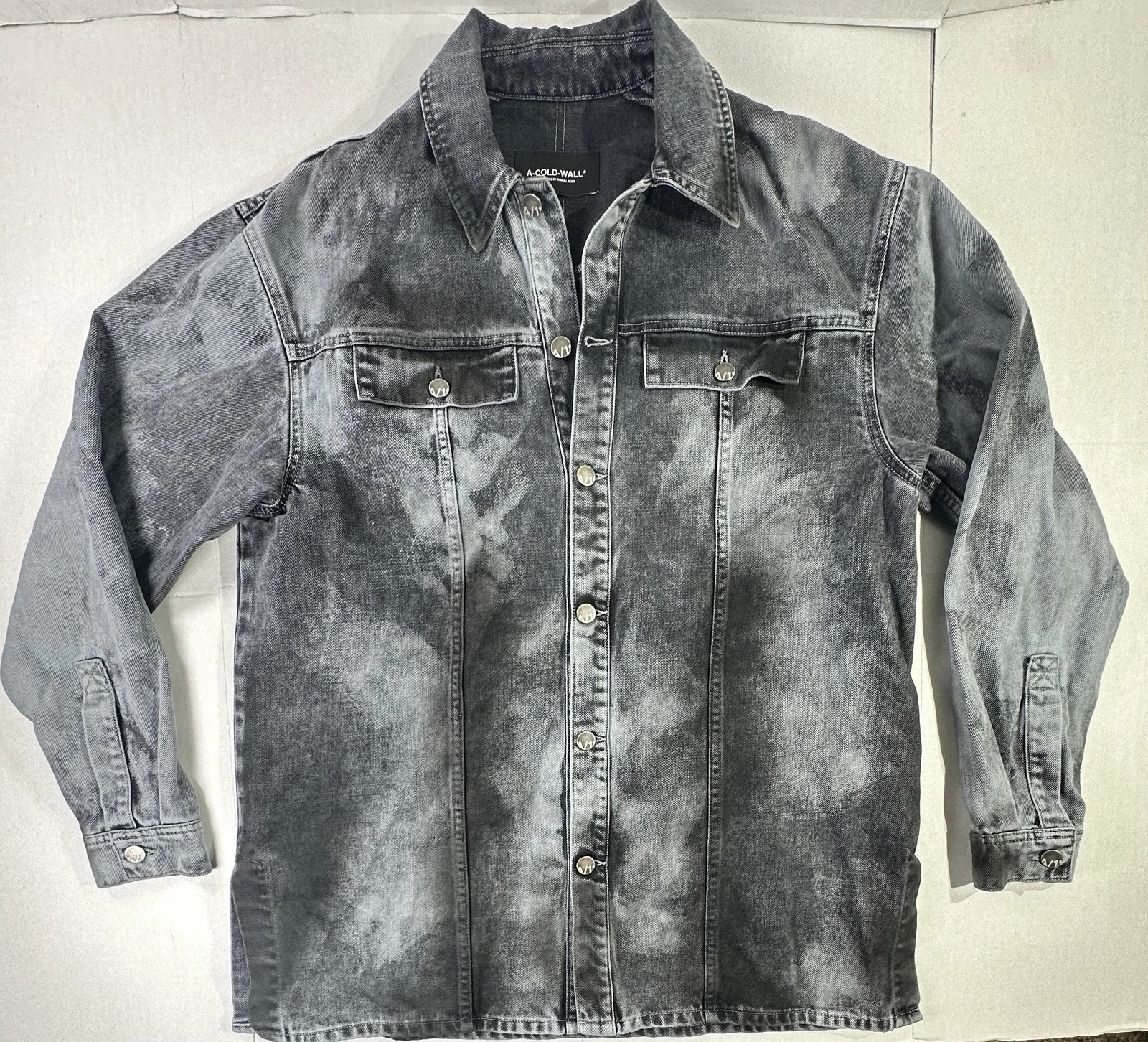 A-COLD-WALL* Samuel Ross Black Gray Denim Jacket Size 46 Made in Italy Designer
