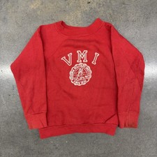 VTG 70s Velva Sheen VMI Virginia Military Institute Flocked Sweatshirt Youth S
