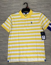 U.S. Polo Assn. Polo Shirt Boys XXL 18 Yellow Stripe Jersey Preppy Prep NEW