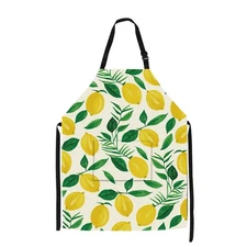 Italian Lemon Apron Cooking, Kitchen Italy Lovers Gifts Yellow Pockets Chef Bib