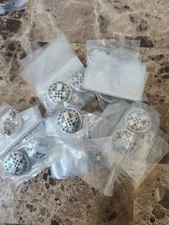 Lot 25 Enmon Cross Green Rhinestone  Concho Leather Western Round Silver Belt