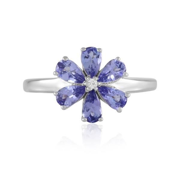 Cavill Tansanit Ring 1,23Ct Tropfen 925 Silber Echtschmuck Floral- Echtschmuck-image