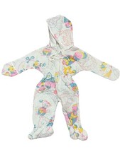 Vintage 60s 70s Quilted Pram Suit Baby Girl Hooded Jumpsuit MADE IN USA Animals